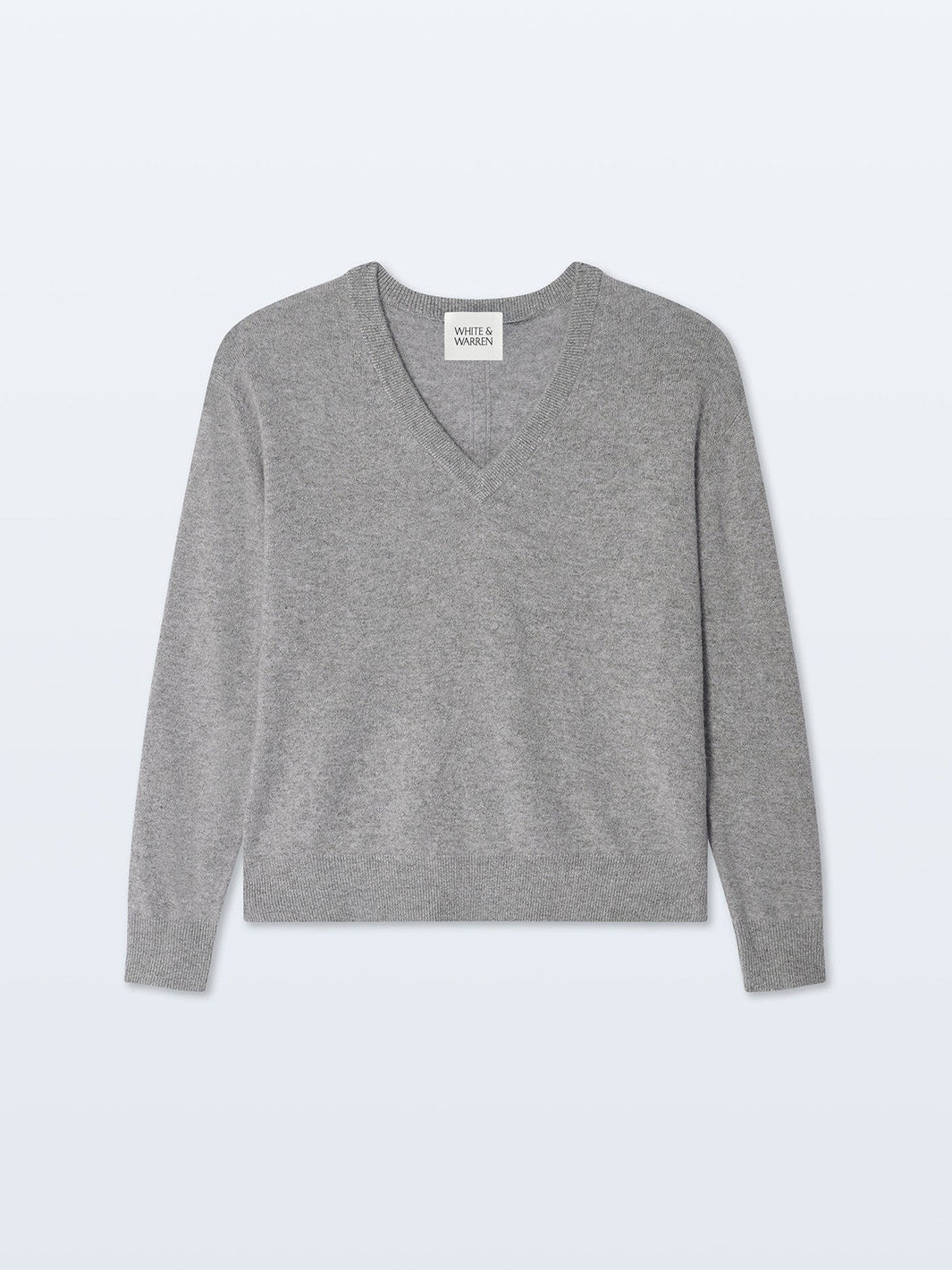 Cashmere V-Neck Sweater in Grey Heather