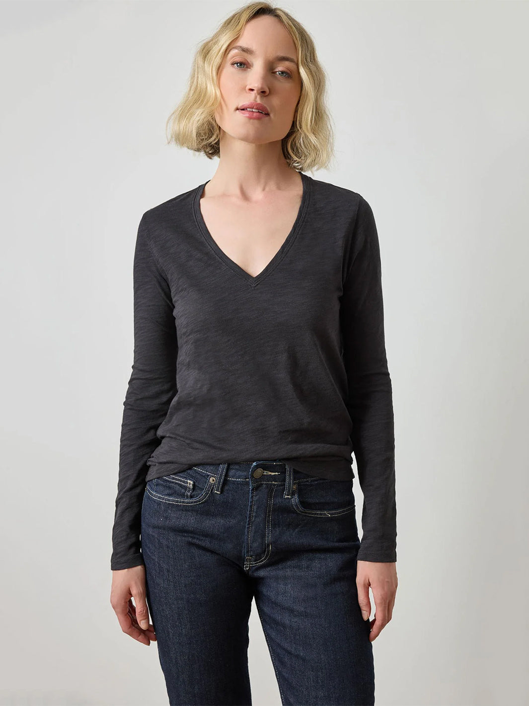 Long Sleeve V-Neck in Black