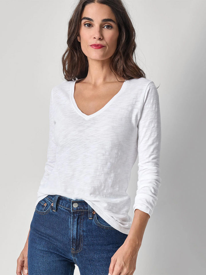 Long Sleeve V-Neck in White