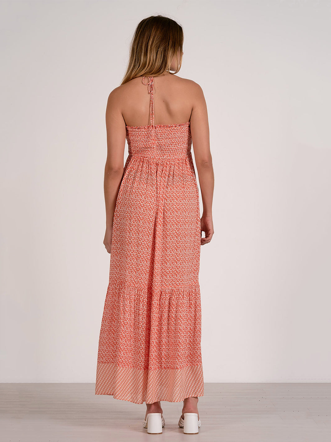 Tie Front Strap Maxi Dress in Red Zina