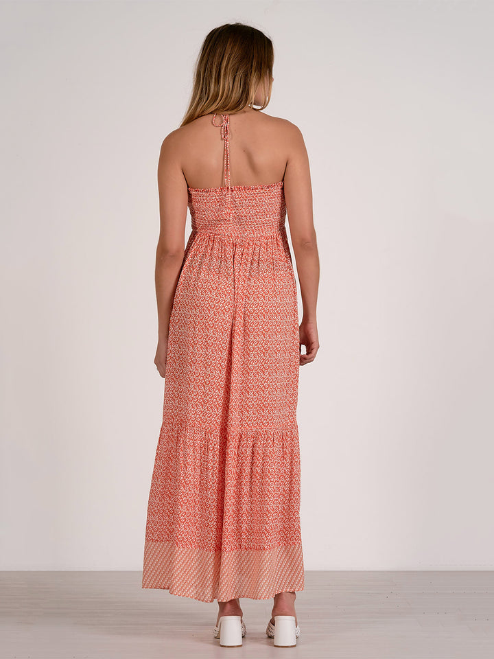 Tie Front Strap Maxi Dress in Red Zina