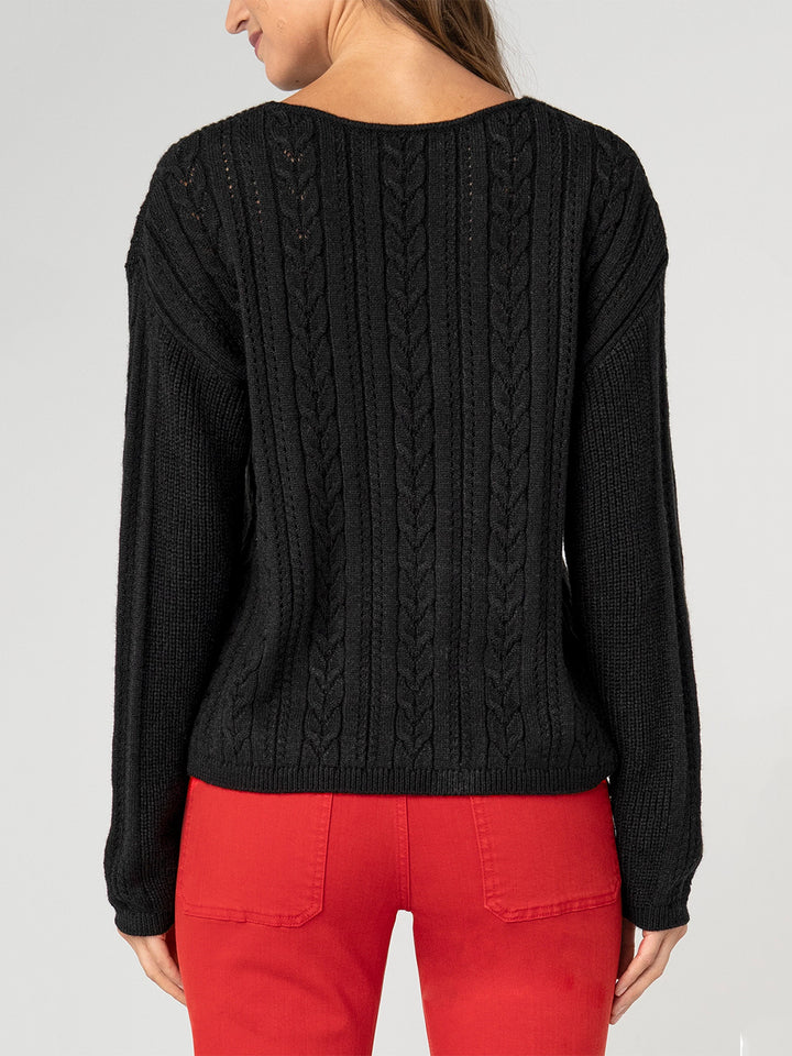 Long Sleeve V-Neck Sweater in Black