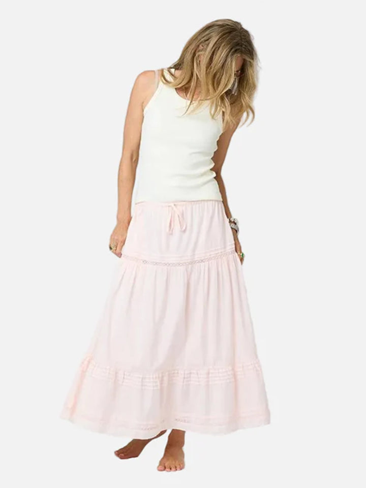 Vacance Cotton Maxi Skirt in Pink Sugar