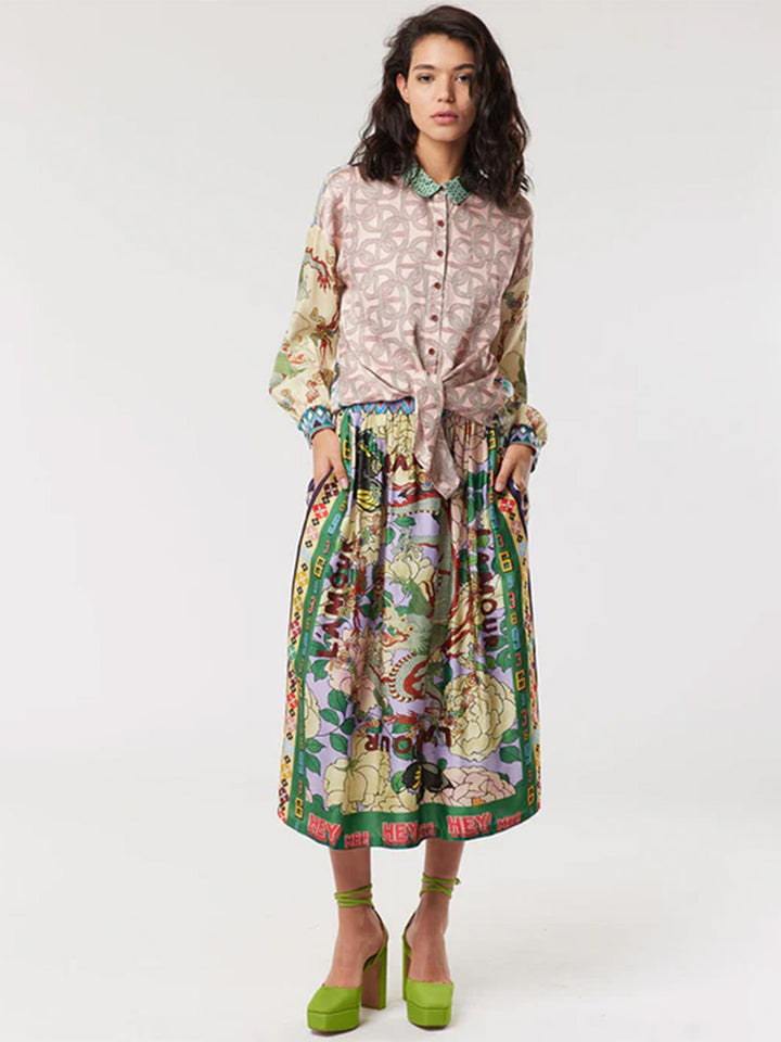 Vanessa Midi Skirt in L'amour