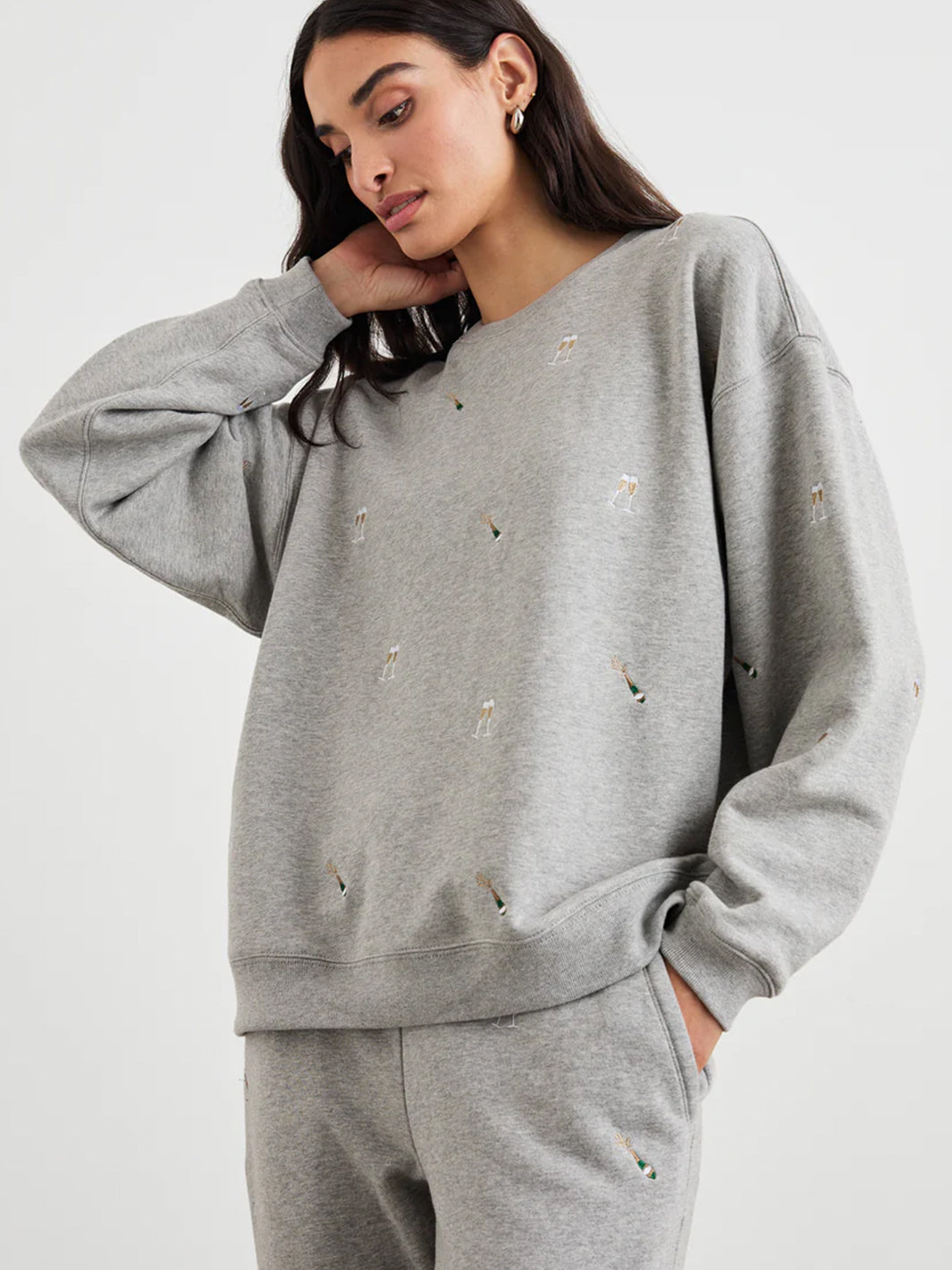 Varsity Sweatshirt in Champagne Embroidery