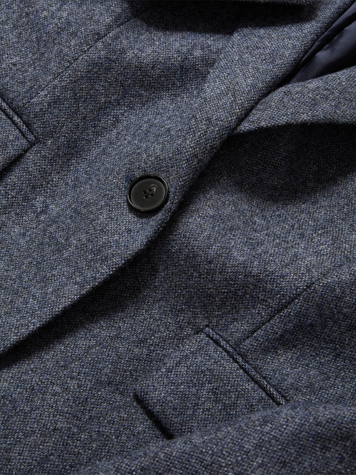 Vega Wool Dickey Single-Breasted Jacket in Blue Melange