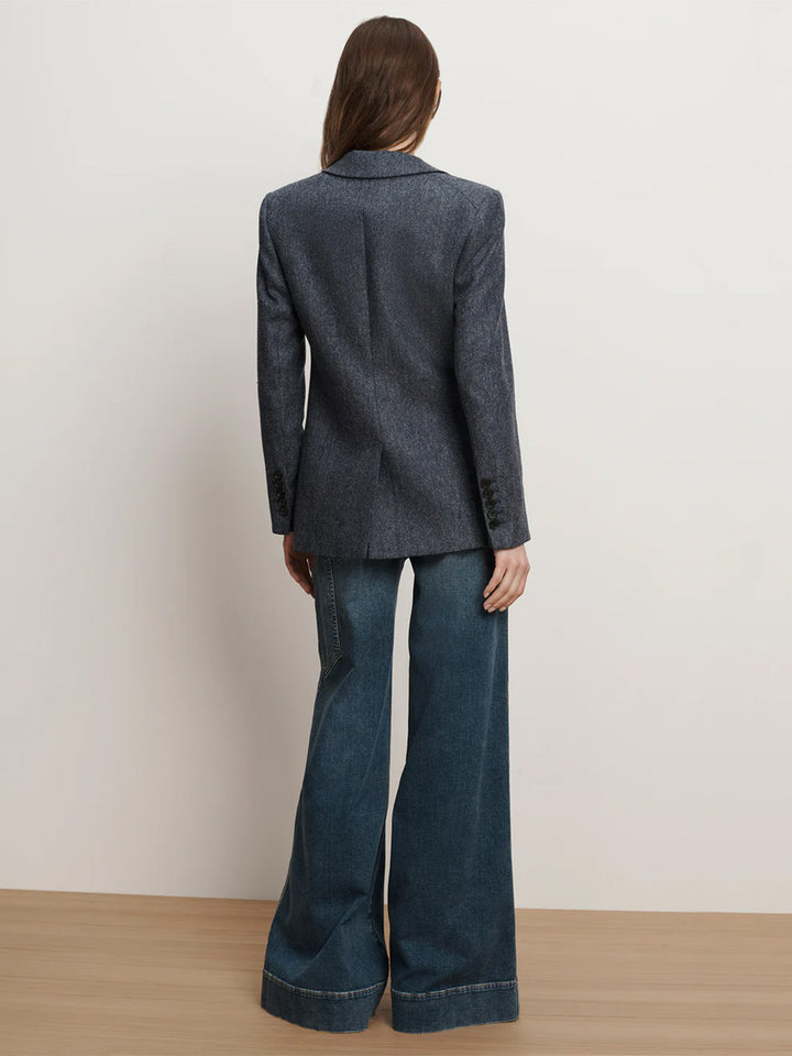 Vega Wool Dickey Single-Breasted Jacket in Blue Melange