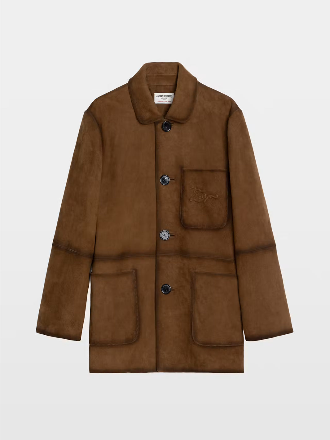 Venezia Leather Suede Western Jacket in Cognac