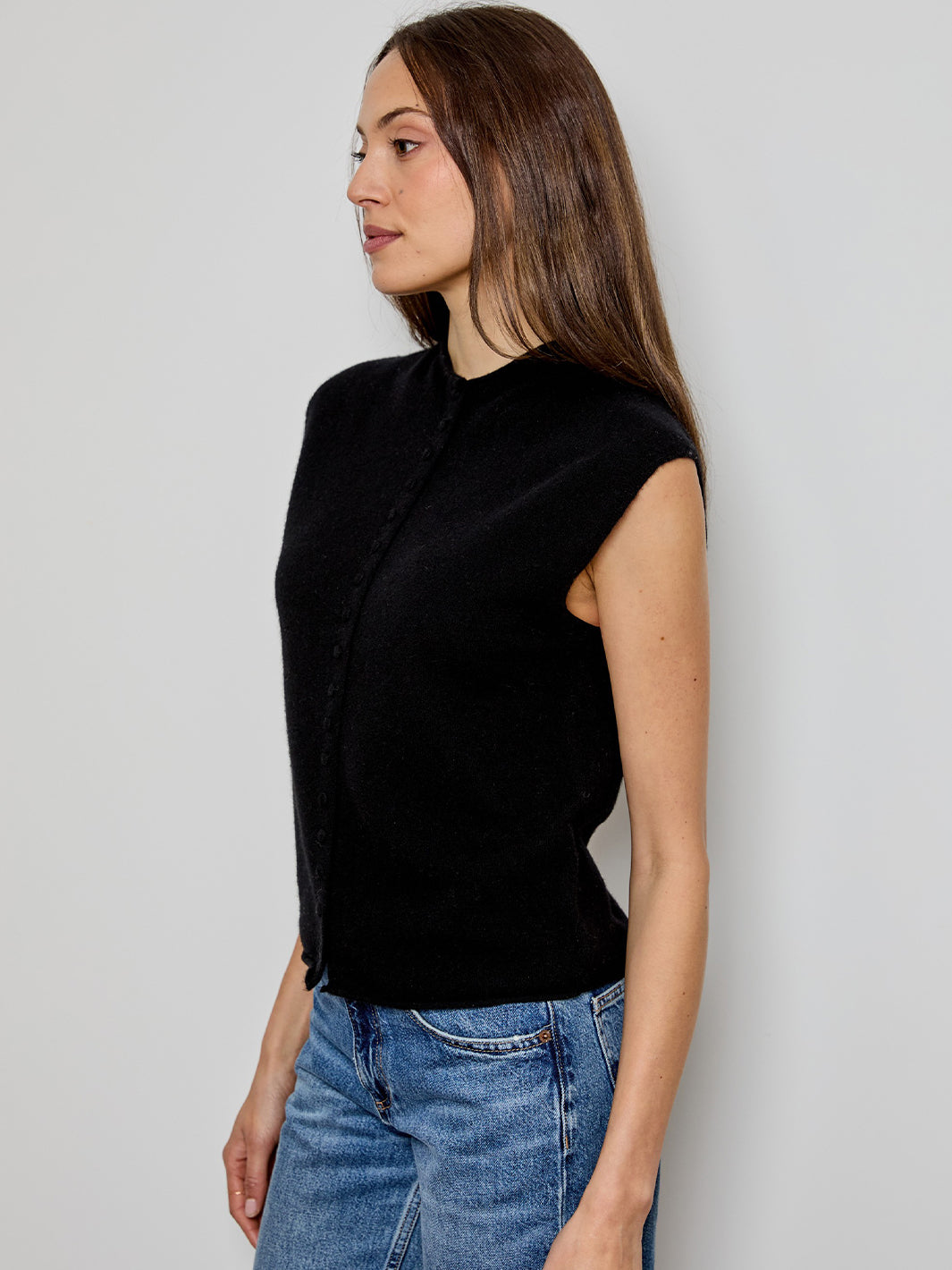 Mock-Neck Vest in Black