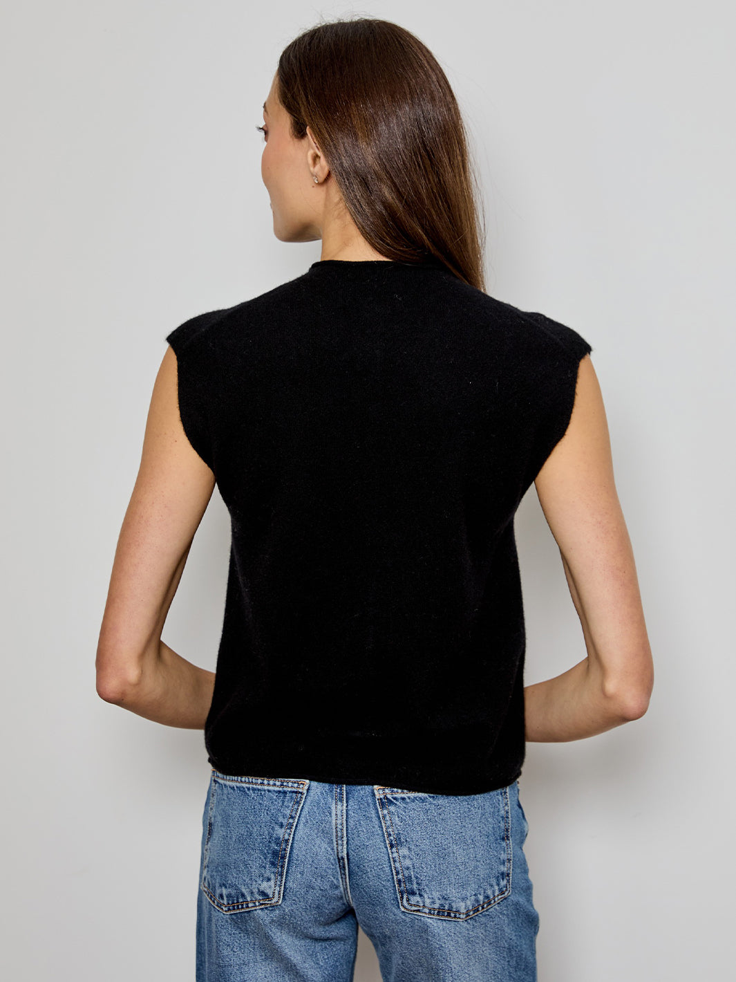 Mock-Neck Vest in Black