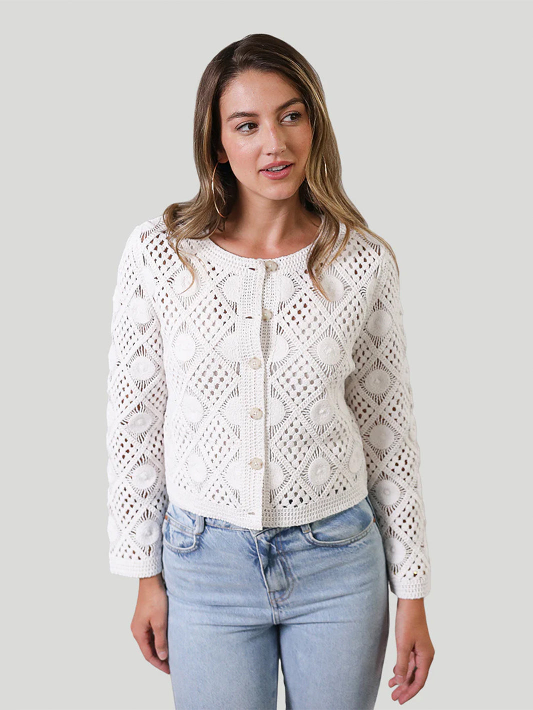 Violete Crochet Cardigan in White
