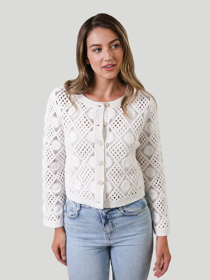 Violete Crochet Cardigan in White