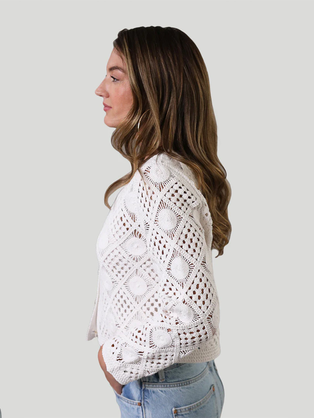 Violete Crochet Cardigan in White