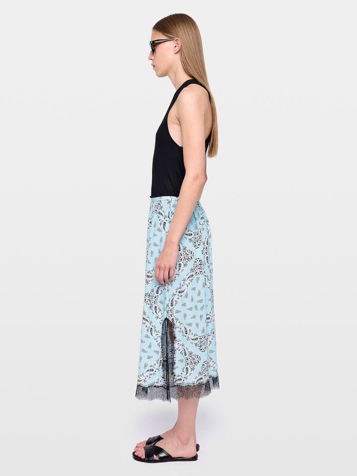 Jarvis Midi Skirt in Blue Oxford
