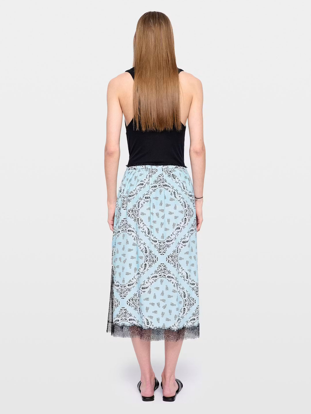Jarvis Midi Skirt in Blue Oxford