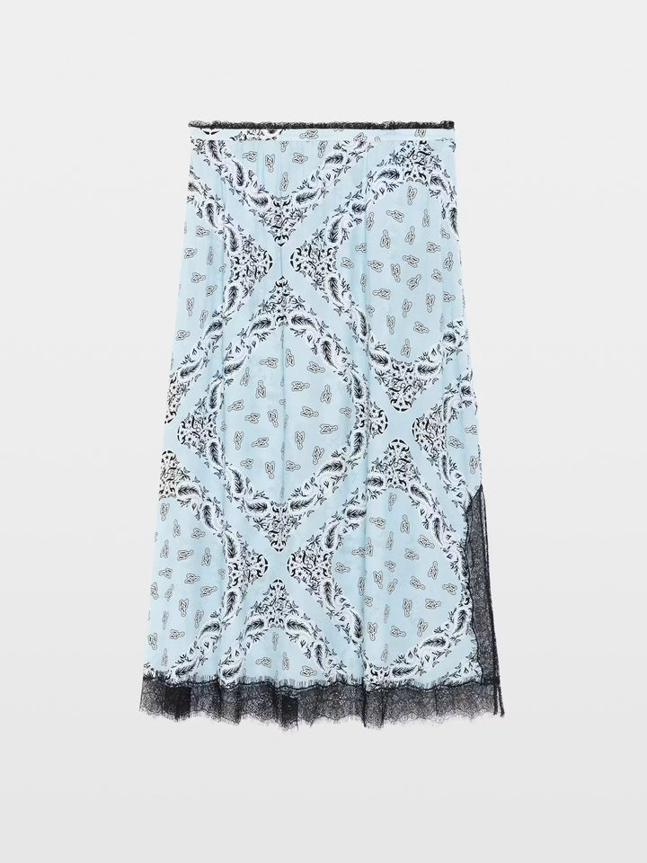 Jarvis Midi Skirt in Blue Oxford