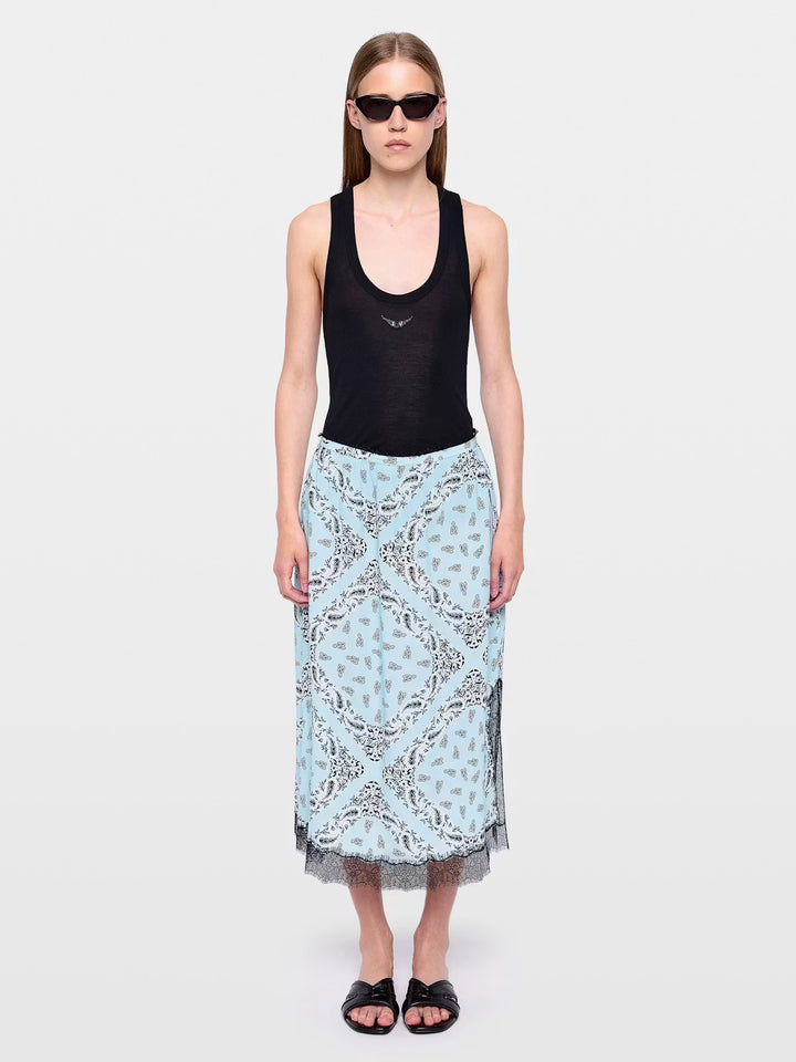 Jarvis Midi Skirt in Blue Oxford
