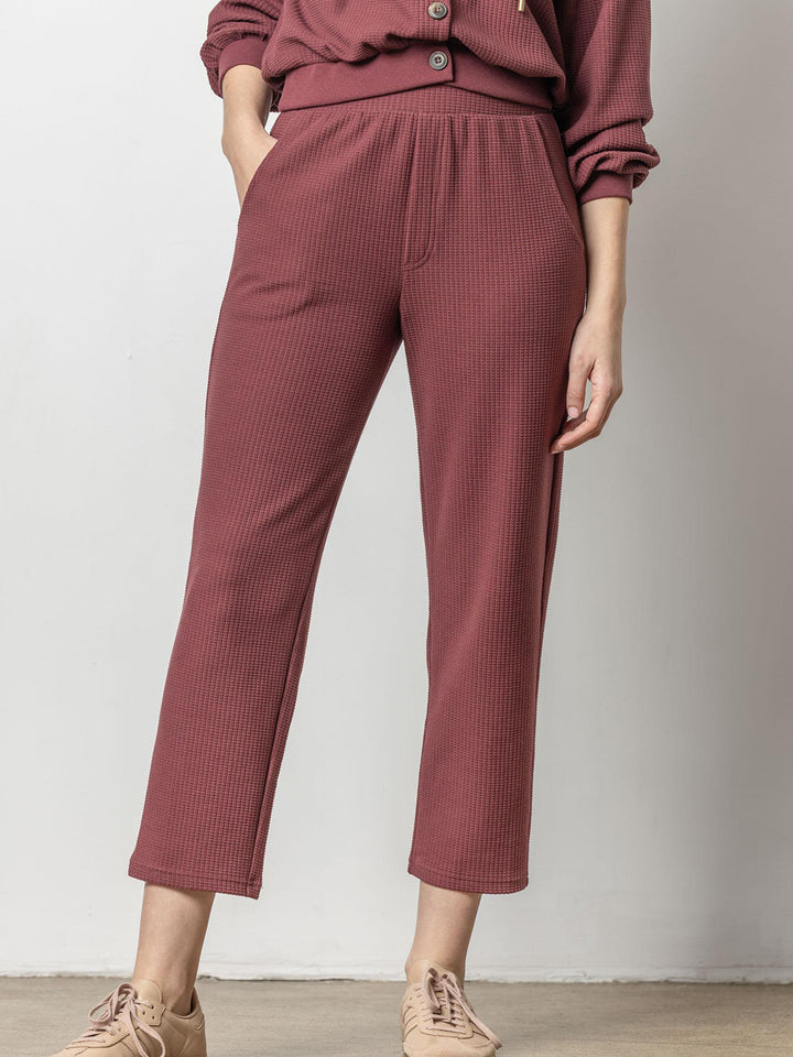 Straight Leg Waffle Pant in Port