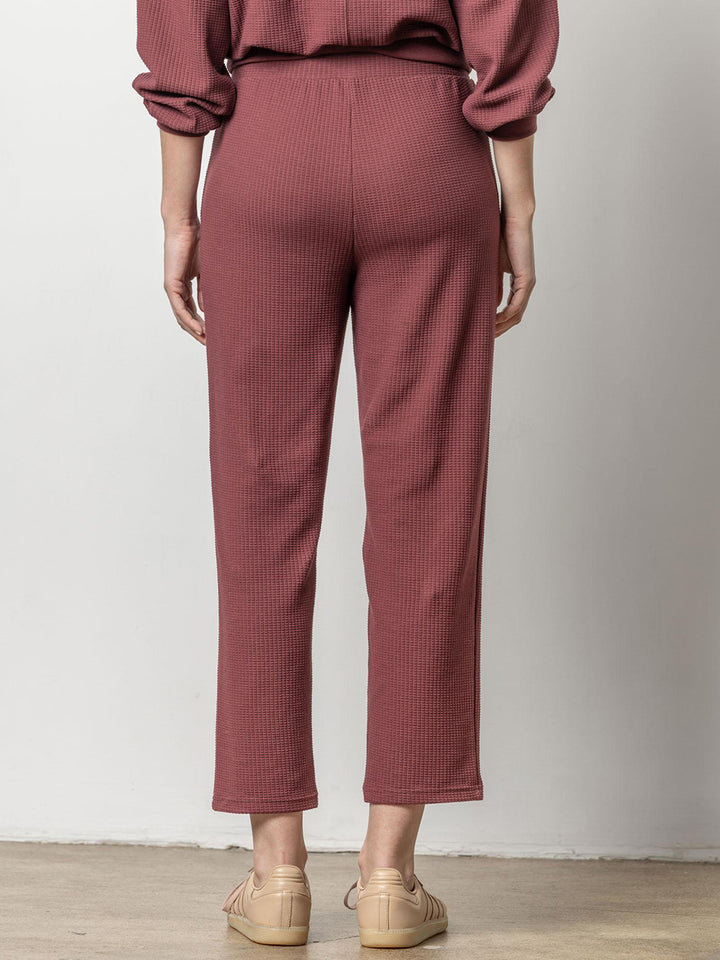 Straight Leg Waffle Pant in Port