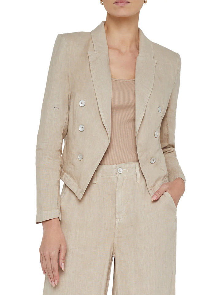 Wayne Crop Double Breasted Jacket in Doeskin