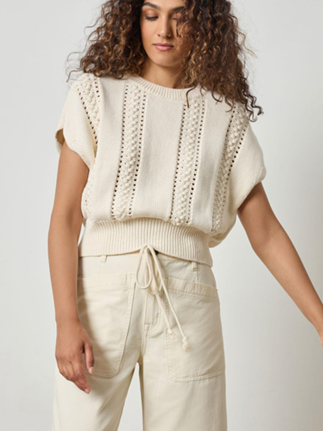 Wedge Crewneck Sweater in Sand