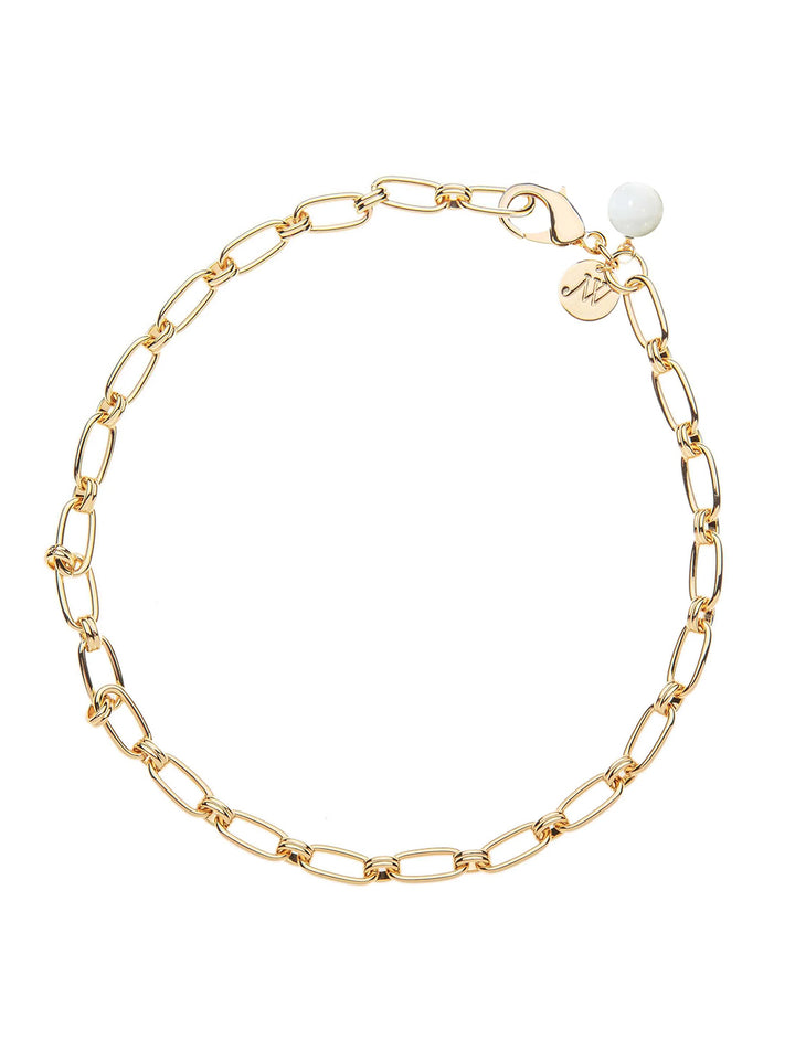 Wheels of Fortune Chain with Mother of Pearl Bead in Gold