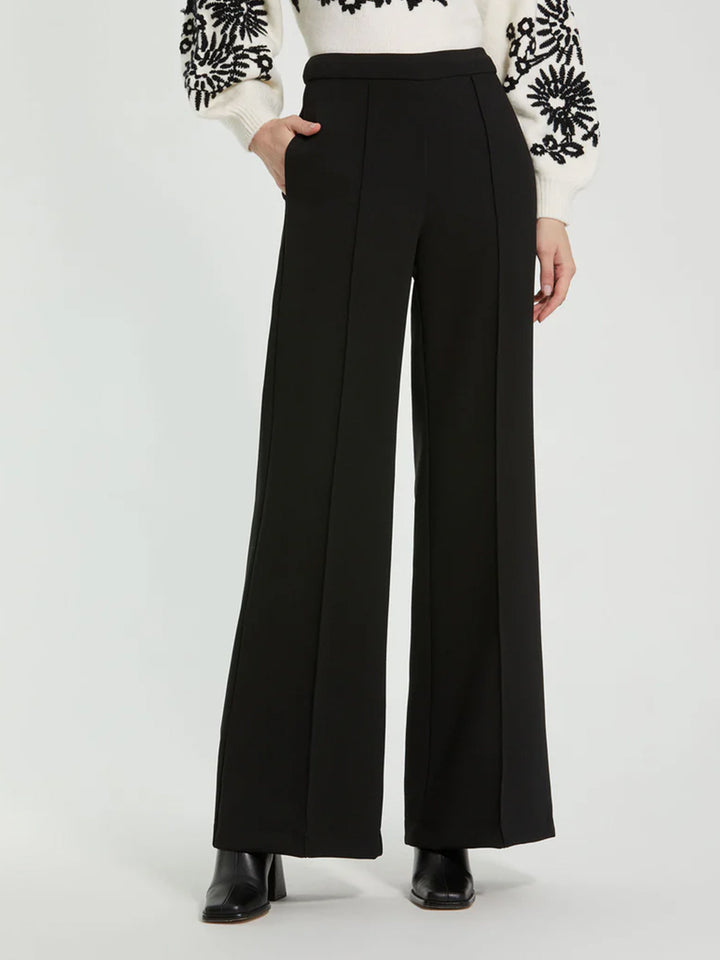 Wide Leg High Waisted Trouser in Black