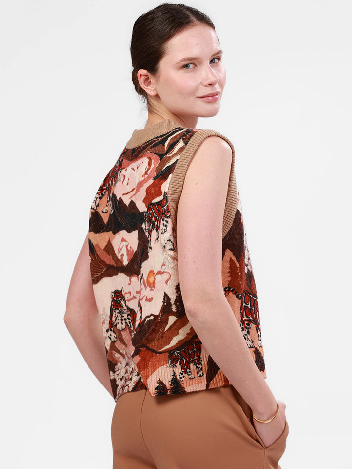Snow Leopard Vest in Brown