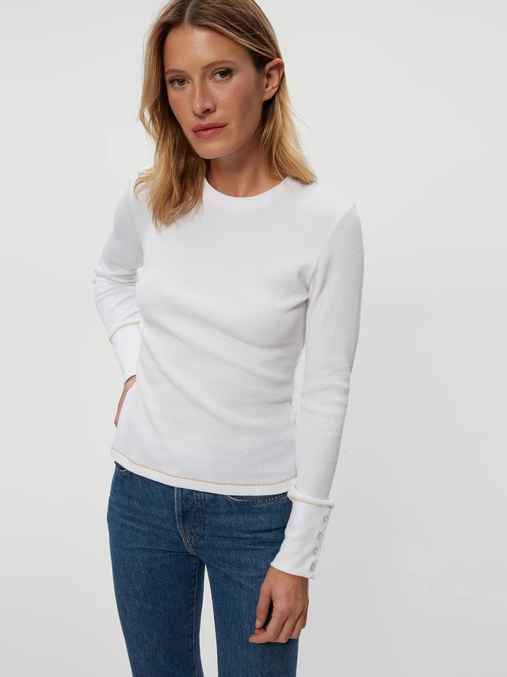 Willa Crew w/ Button Cuff in White