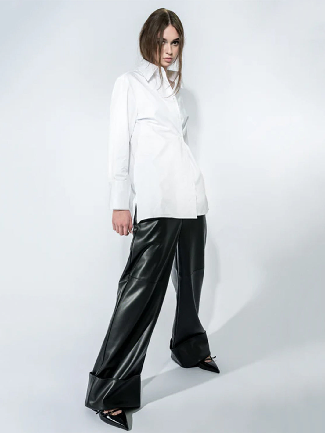 The Wrap Button Down Shirt in White