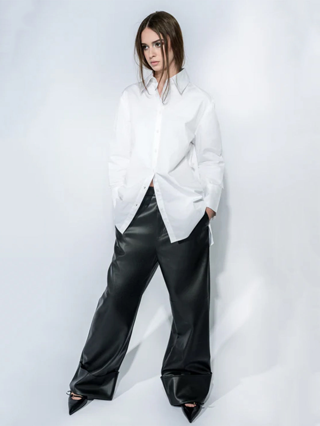 The Wrap Button Down Shirt in White