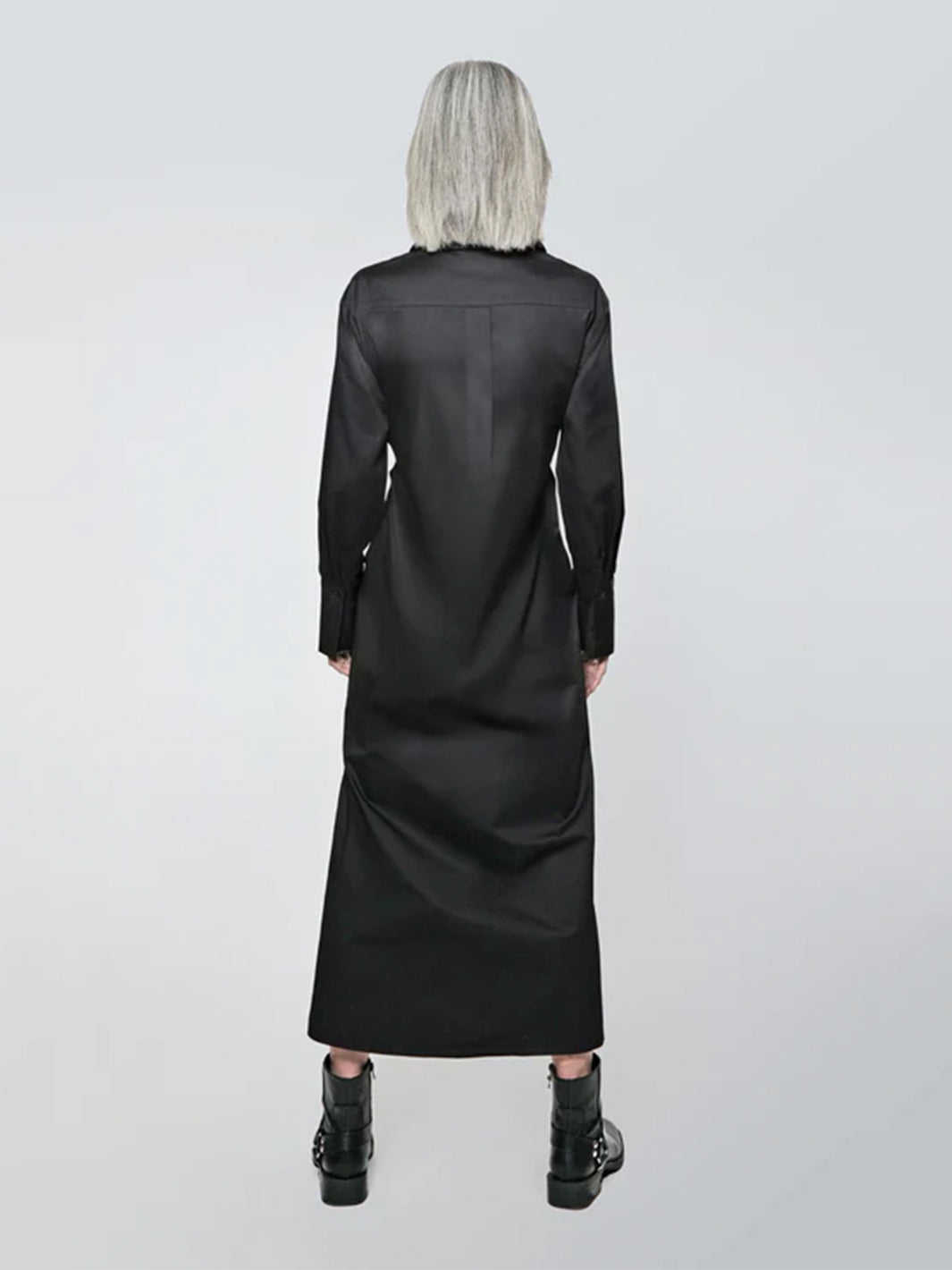 The Wrap Button Down Maxi Dress in Black