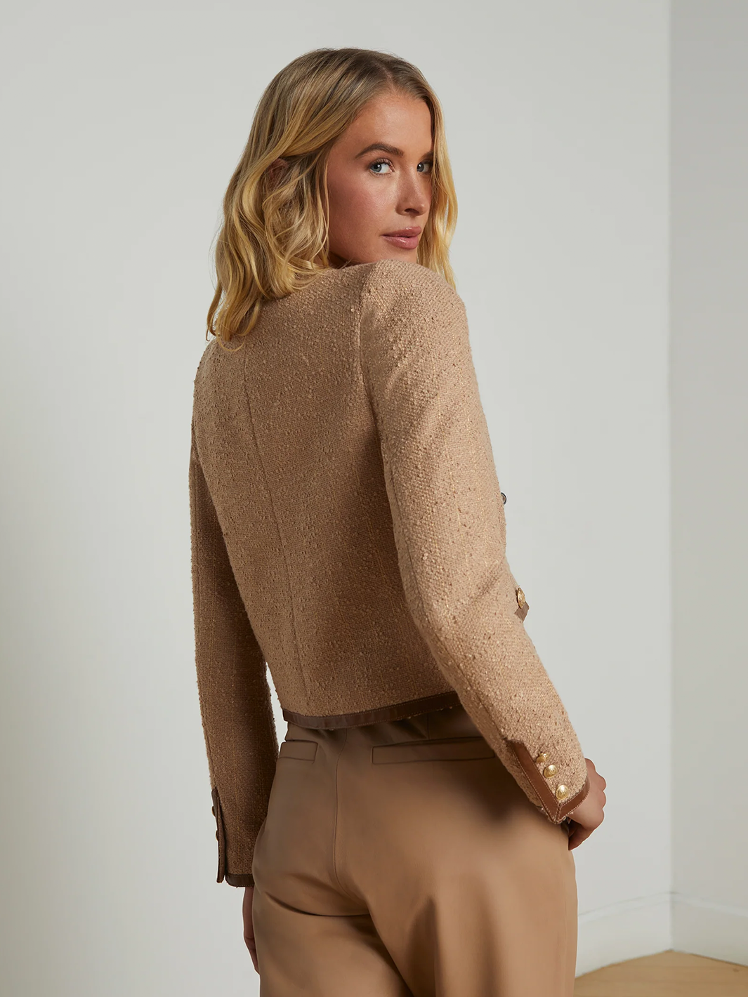 Zaya Trim Jacket in Cappuccino/Gold Stripe