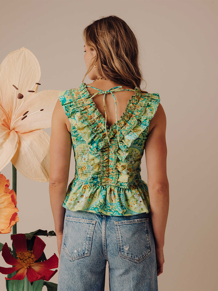 Zephyr Top in Tresco Floral Pistachio