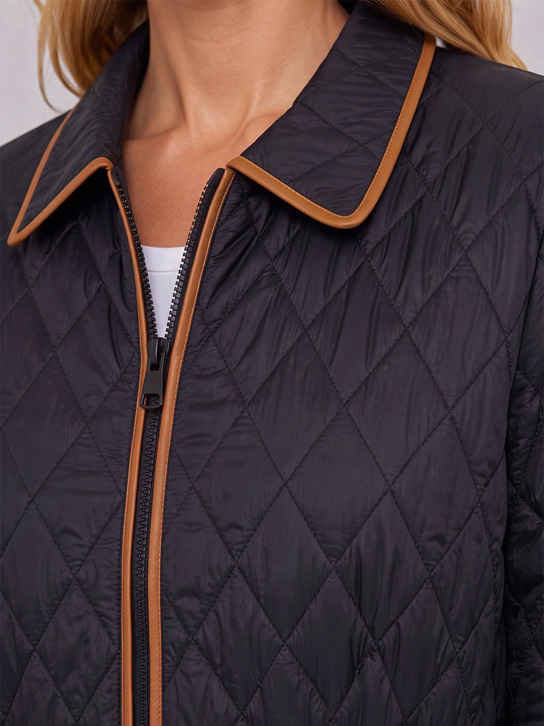 Quilted Coat W/ Cinched Waist in Black