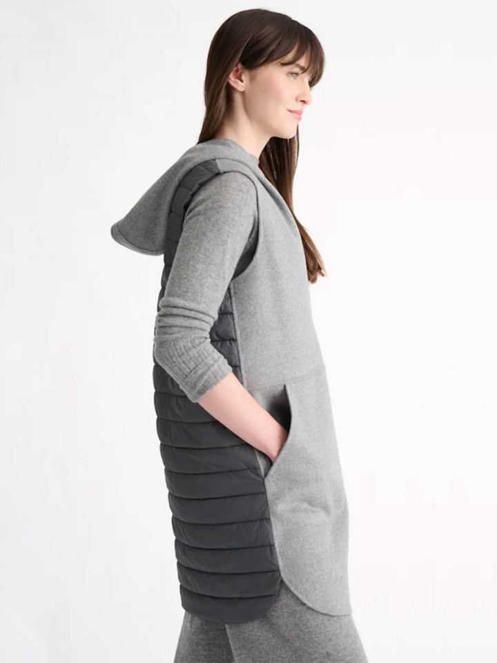 Quilted Zip Hoodie in Granite