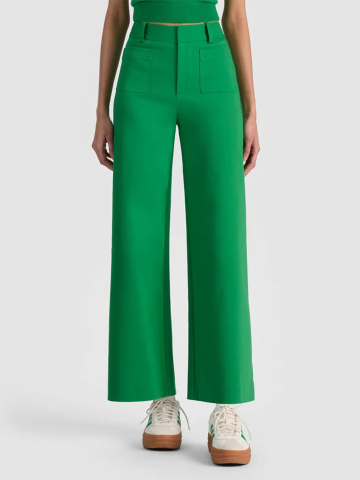 Zoe High Rise Patch Pant in Green Apple