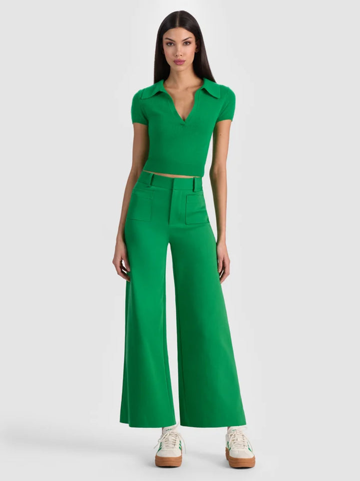 Zoe High Rise Patch Pant in Green Apple