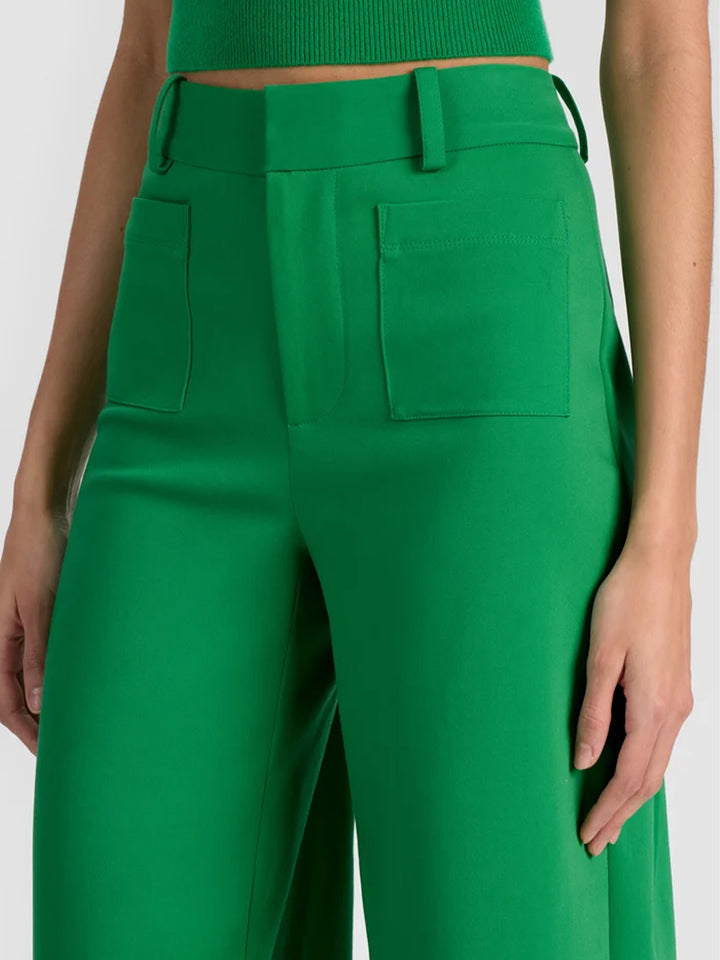 Zoe High Rise Patch Pant in Green Apple