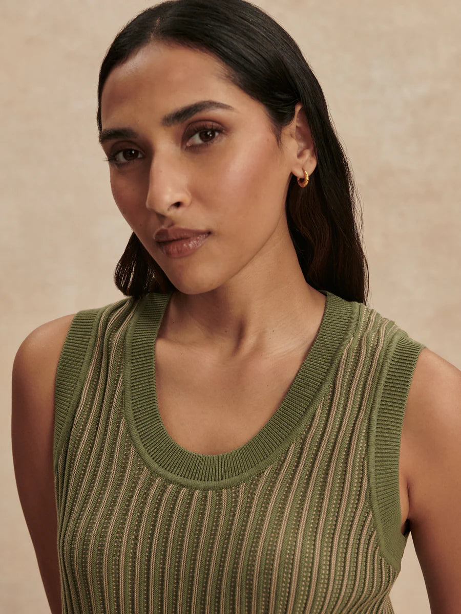 Aldcroft Stitch Knit Tank in Olivine