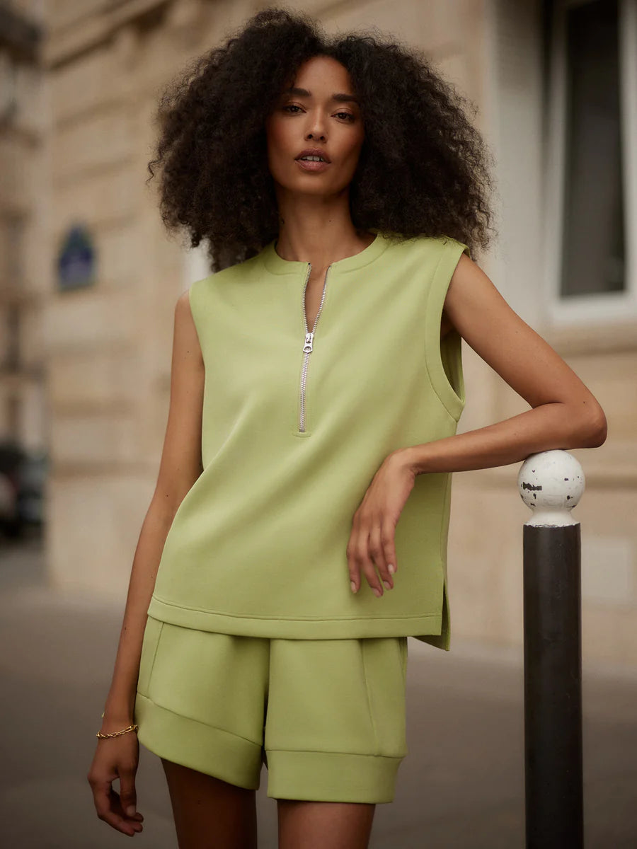Simmons Half-Zip Tank in Fern