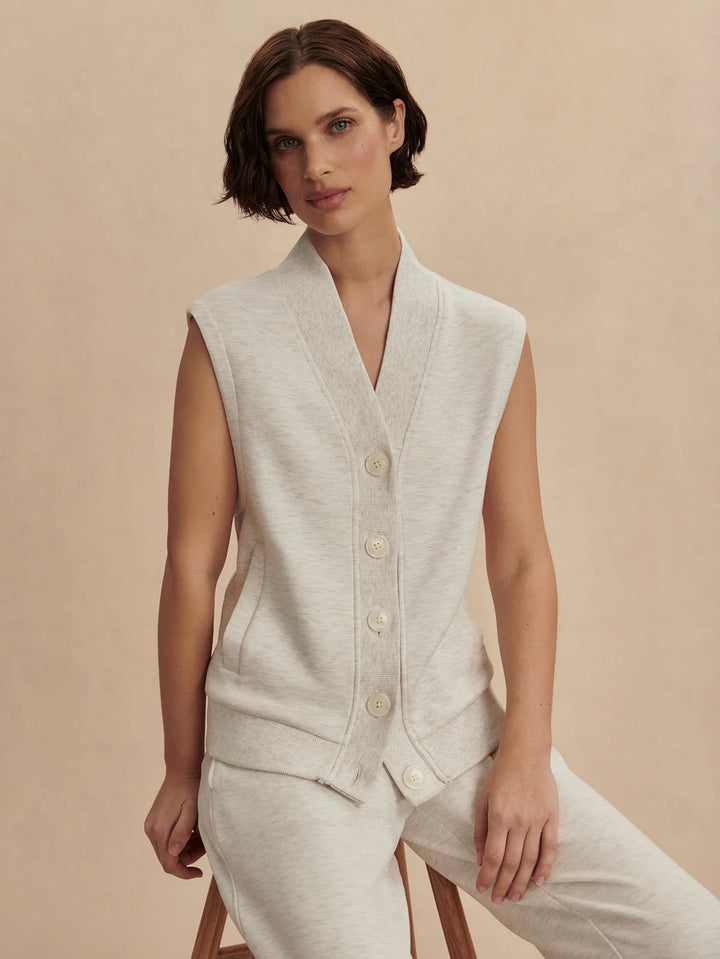 Vicky Button Gilet in Ivory Marl