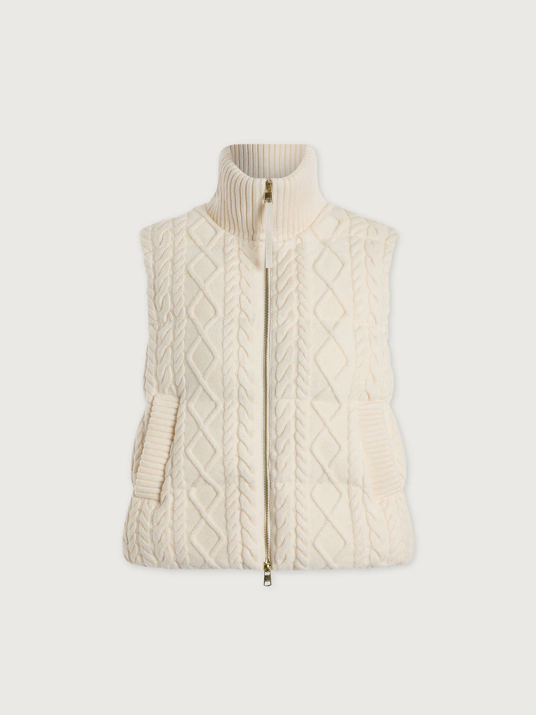 Irina Cable Knit Gilet in Egret