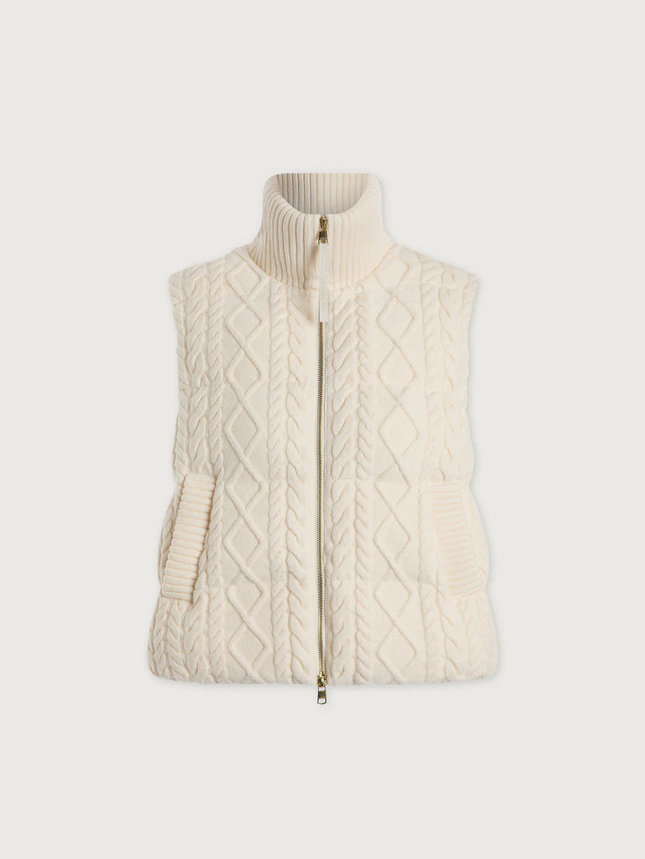 Irina Cable Knit Gilet in Egret