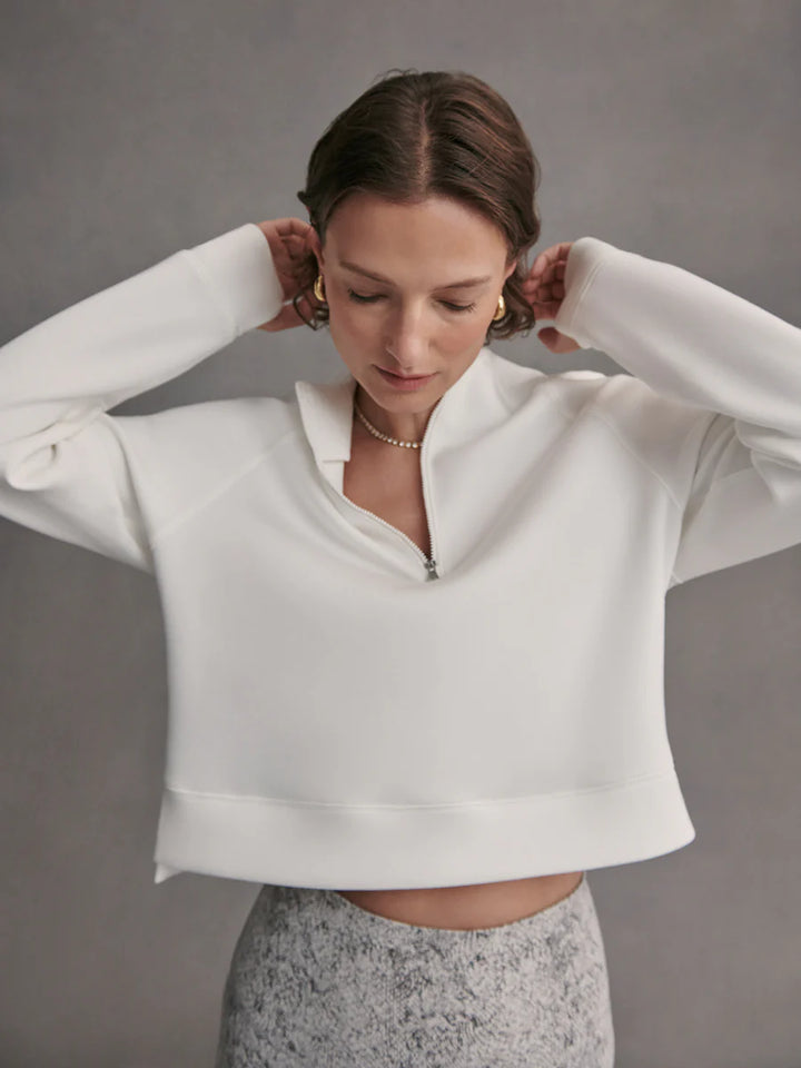 Ebba Half-Zip Sweat in Snow White