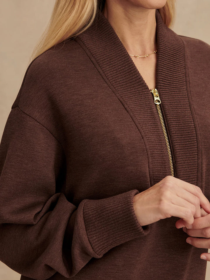 Sally 1/2 Zip Sweatshirt in Coffee Bean Marl