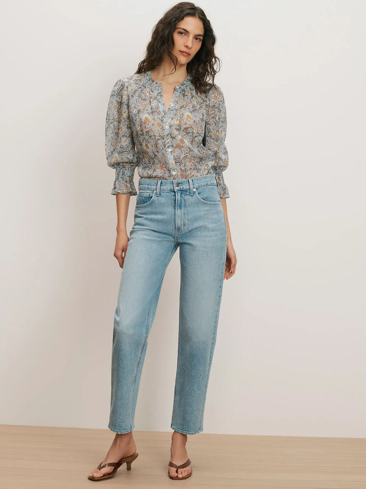 Ashlynn Floral Blouse in Blue Jay Multi