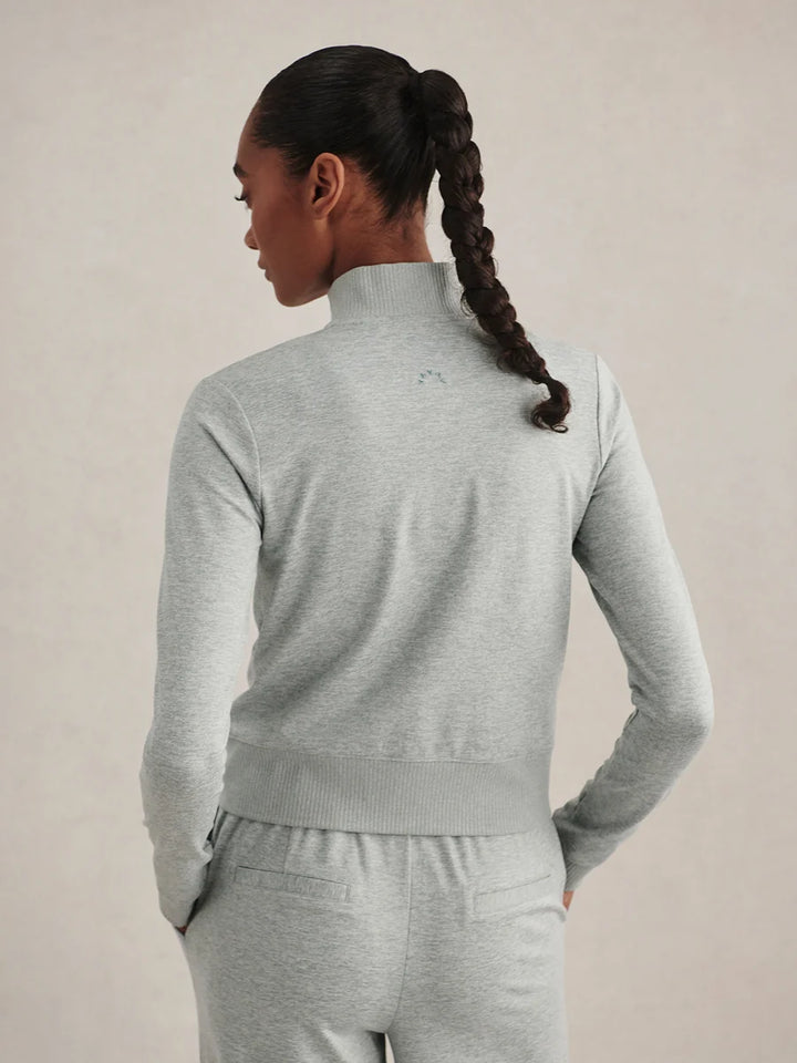 Rufus Cropped Zip-Through Sweat in  Blue Green Marl