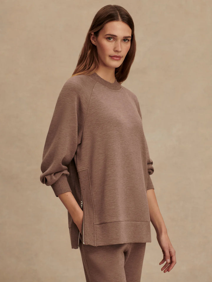 Nicole Boyfriend Sweat in Deep Taupe Marl Fleck