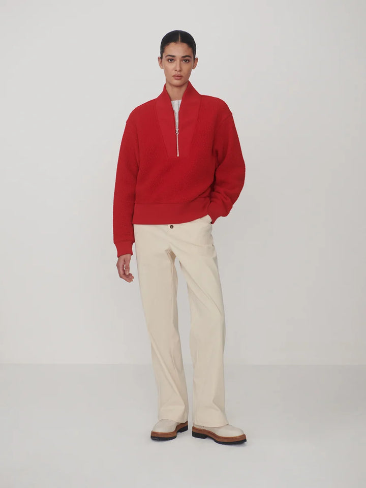 Mumford Half-Zip Fleece in Washed Red